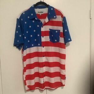 Stars and Stripes 4th of July Short Sleeve Shirt Size Large